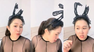 快手最美宝妈 · 梅卓 · 下海直播，被网友认出录播了，对比下是那么骚气，还上皮鞭黑丝了，够劲够劲霸 8V！ (6)